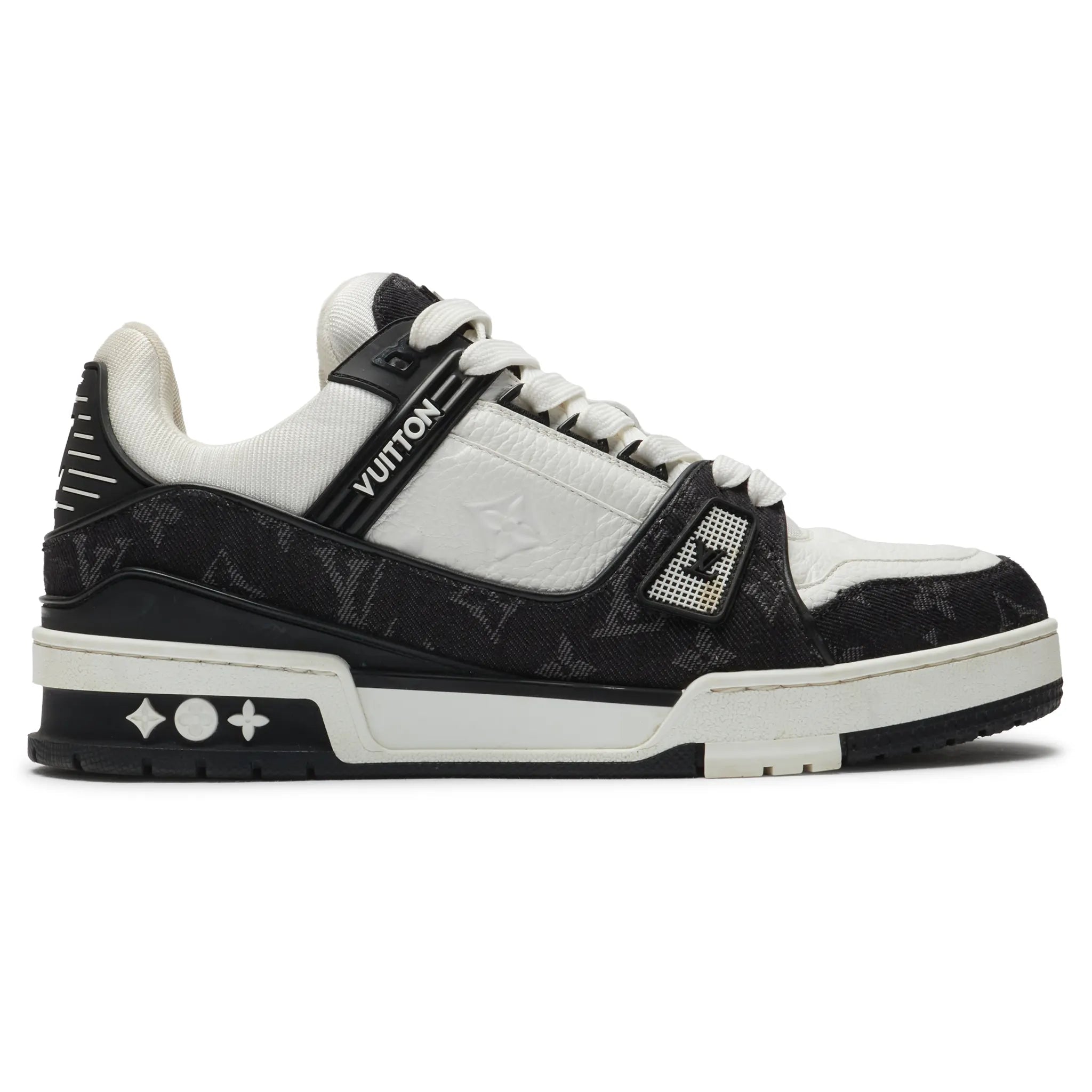 Side View of Preloved - Louis Vuitton LV Monogram Black Denim Sneaker 1A9JGB
